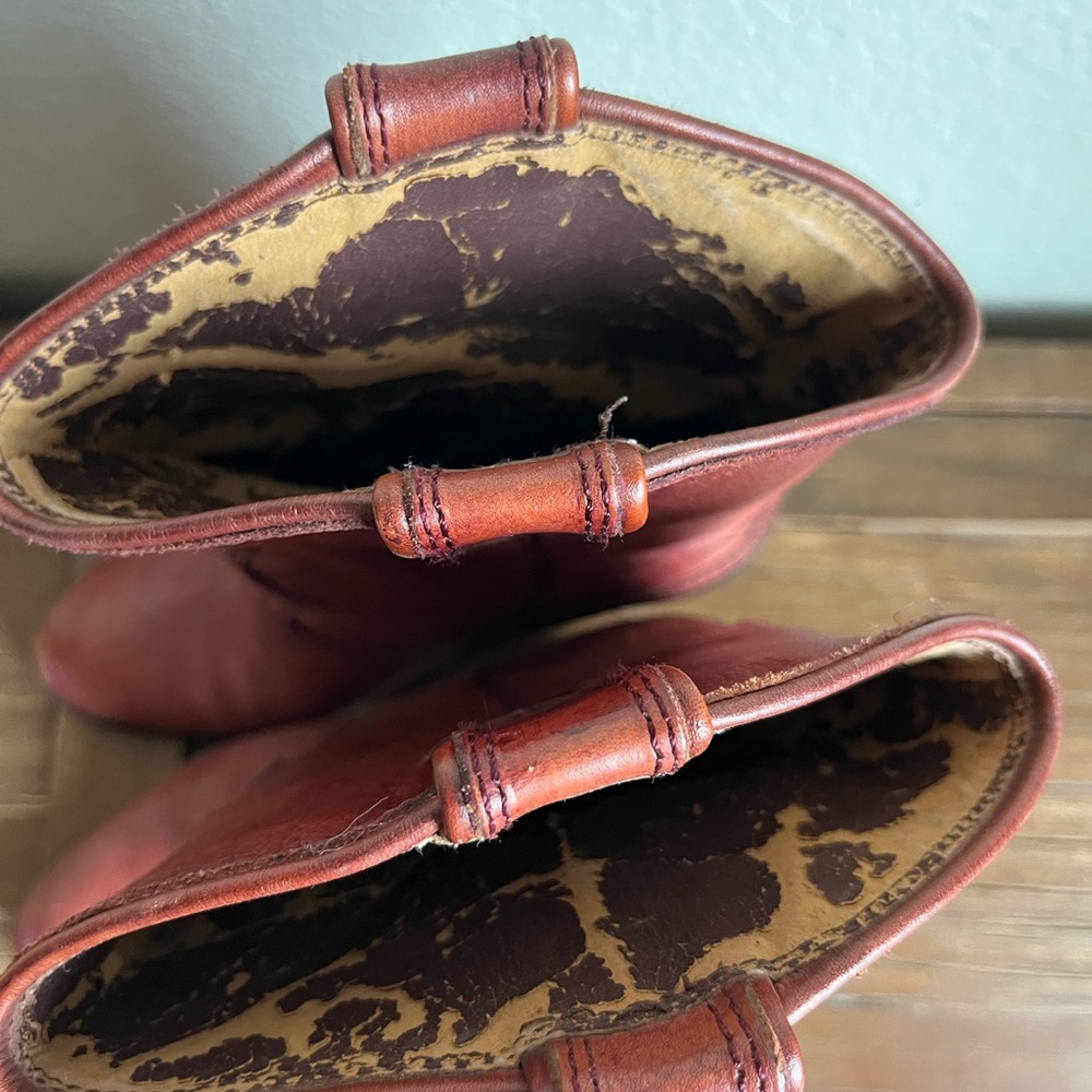 Vintage Lucky Women's Red Leather Western Ankle Boots - Picture 2 of 7